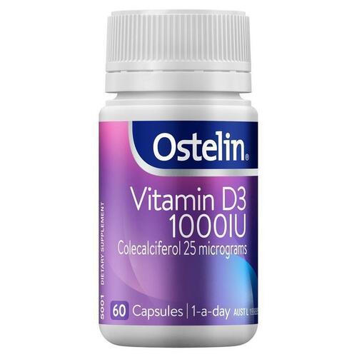 Ostelin Vitamin D 1000IU - D3 for Bone Health + Immune Support - 60 Capsules