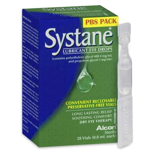 Systane Lubricant Eye Drops 0.8ml 28 Vials Dryness Irritation Stinging