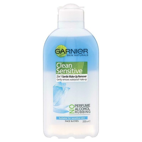 Garnier Sensitive 2 in 1 Waterproof Face and Eye Makeup Remover 200ml Soothing