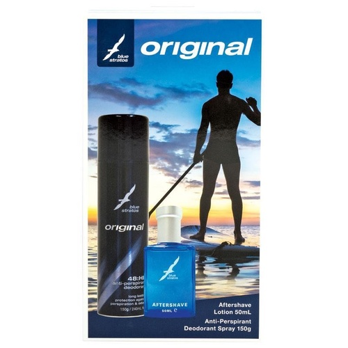 Blue Stratos Aftershave 50ml & Anti Perspirant 150g 2 Piece Set