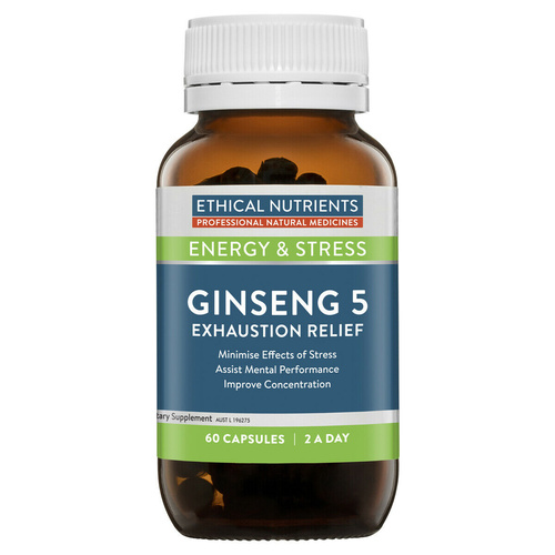 Ethical Nutrients Ginseng-5 Exhaustion Relief 60 Capsules improve concentration