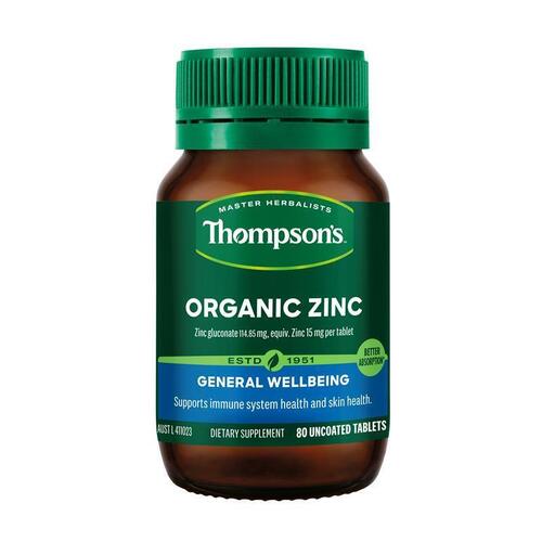 Thompson's Organic Zinc 80 Tablets