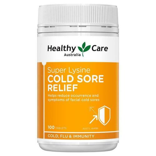 Healthy Care Super Lysine Cold Sore Relief 1000mg 100 Tablets Reduce Cold Sores