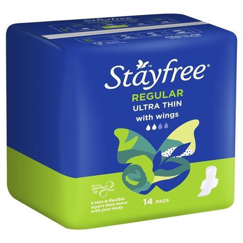 Stayfree Ultra Thin Regular Sanitary Pads With Wings 14 Pack