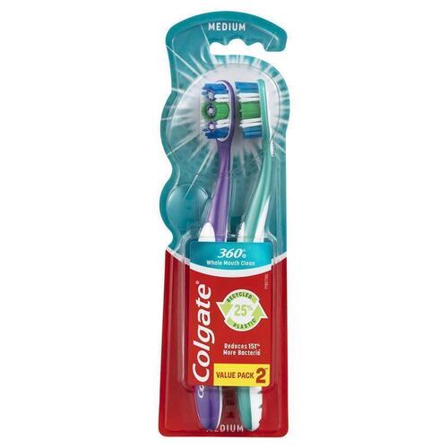 Colgate Toothbrush 360 Degree Medium Twin Pack