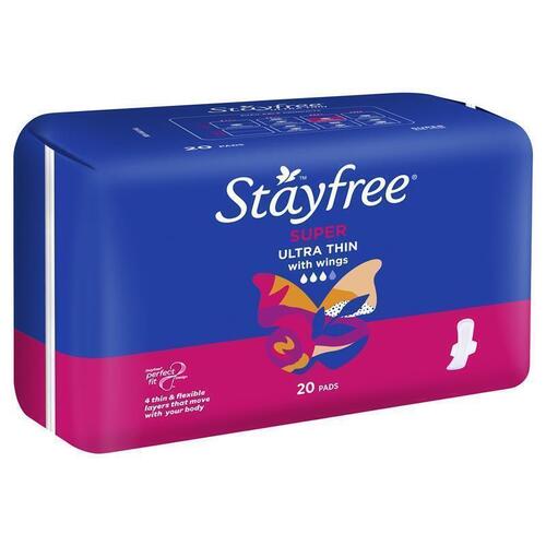 Stayfree Ultra Thin Super Sanitary Pads With Wings 20 Pack