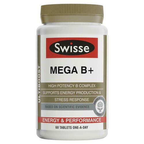Swisse Ultiboost Mega B + 60 Tablets Assist Energy Production Reduce Fatigue