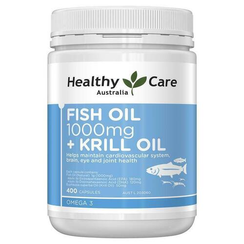 Healthy Care Fish Oil 1000mg and Krill 400 Capsules Support Joint Heart Health