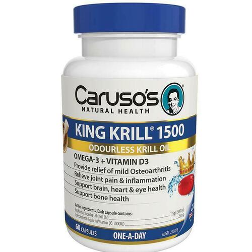 Carusos Natural Health King Krill 1500mg 60 Capsules Omega 3 Healthy Heart
