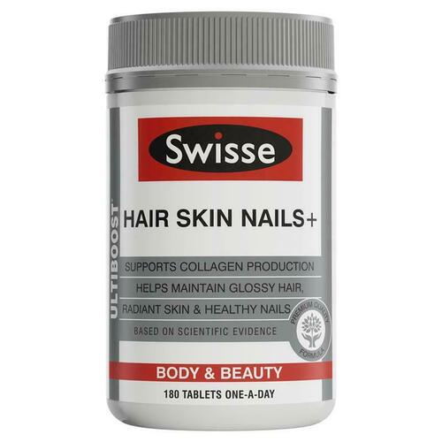 Swisse Ultiboost Hair Skin Nails+ 180 Tablets Support Collagen Production