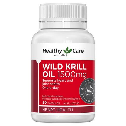 Healthy Care Wild Krill 1500mg 30 Soft Capsules Relieve Mild Arthritis