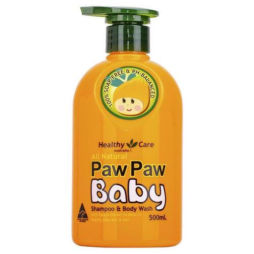 Healthy Care All Natural Paw Paw Baby Shampoo Wash 500ml Moisturise Baby Skin