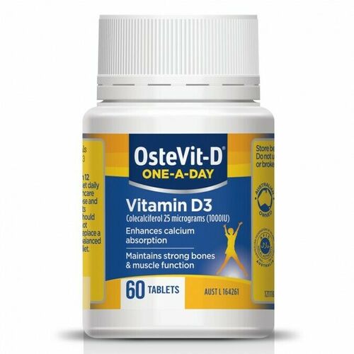 OsteVit-D Vitamin D3 60 Tablets 1000IU Enhance Calcium Absorption Bone Muscle