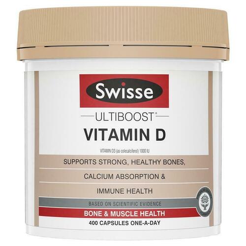 Swisse Ultiboost Vitamin D 400 Capsules Support Healthy Bone Muscle Function