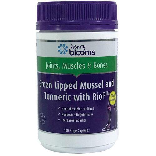 Henry Blooms Green Lipped Mussel 500mg With Turmeric 1500mg 100 Vege Capsules
