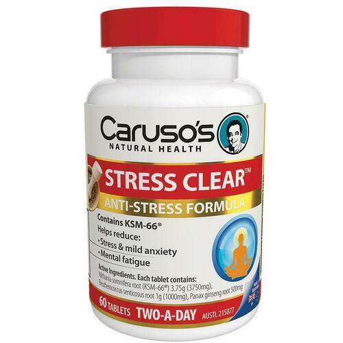 Carusos Natural Health Stress Clear 60 Tablets Relieve Mild Anxiety