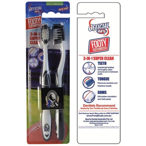 AFL Toothbrush Collingwood Magpies Twin Pack