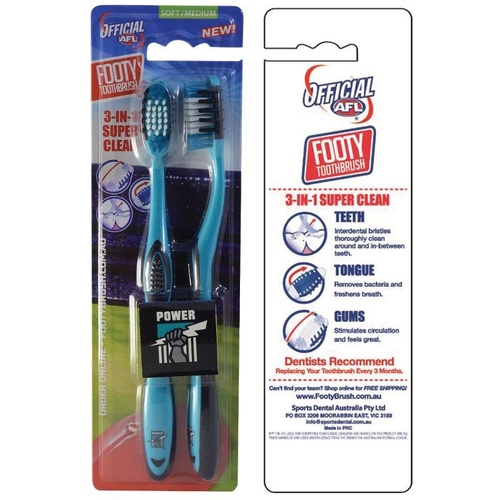 AFL Toothbrush Port Adelaide Power Twin Pack
