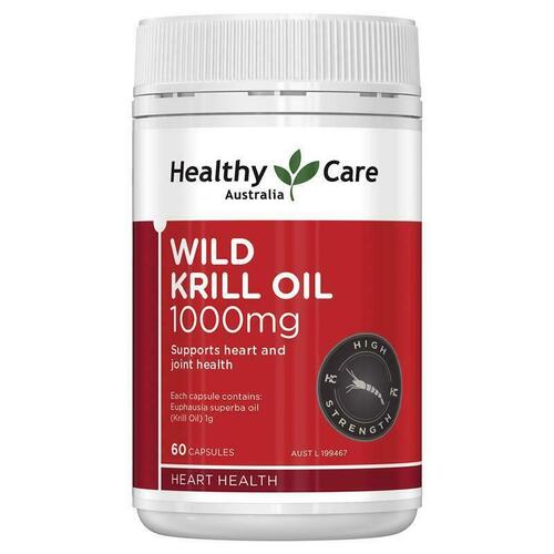 Healthy Care Wild Krill Oil 1000mg 60 Soft Capsules Support Heart Joint Health