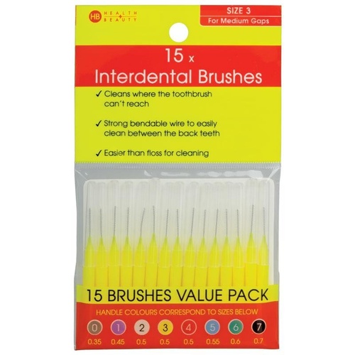 Health & Beauty Interdental Brushes 15 Pieces Size 3