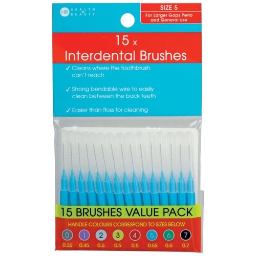 Health & Beauty Interdental Brushes 15 Pieces Size 5