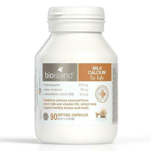 Bio Island Milk Calcium Kids 90 Capsules Support Healthy Bones Healthy Teeth