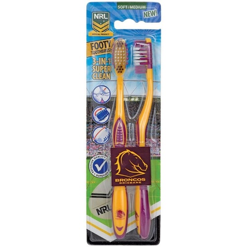 NRL Toothbrush Brisbane Broncos 2 Pack