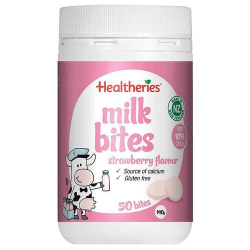Healtheries Milk Bites Strawberry 50 Bites 190g Source of Calcium Gluten Free