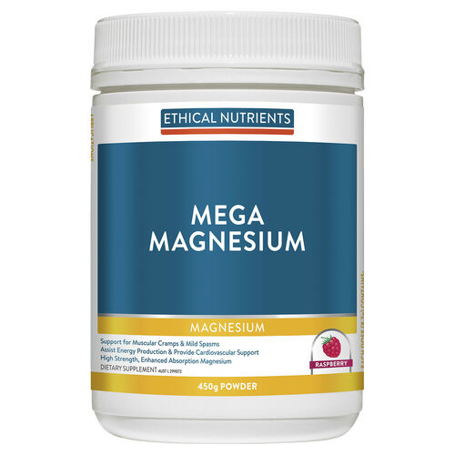 Ethical Nutrients Mega Magnesium Powder Raspberry 450g Support Muscles