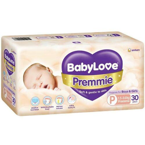 Babylove Premmie Nappies 30 Pack