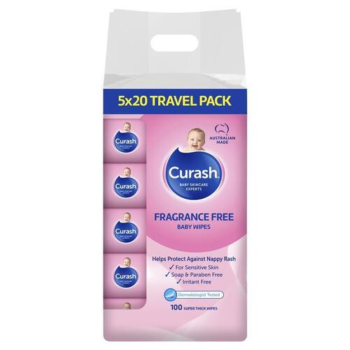 Curash Babycare Fragrance Free Wipes 5 x 20