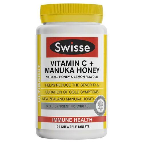 Swisse Ultiboost Vitamin C + Manuka Honey 120 Tablets Support Immune Health