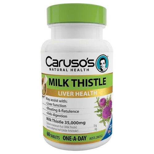 Carusos Natural Health One a Day Milk Thistle 60 Tablets Support Liver Function