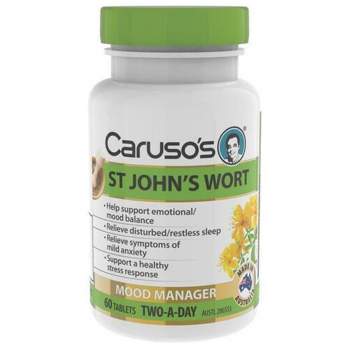 Carusos Natural Health St Johns Wort 60 Tablets Relieve Mild Anxiety