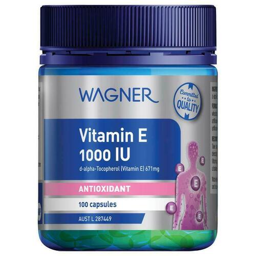 Wagner Vitamin E 1000IU 100 Capsules Antioxidant Support General Wellbeing
