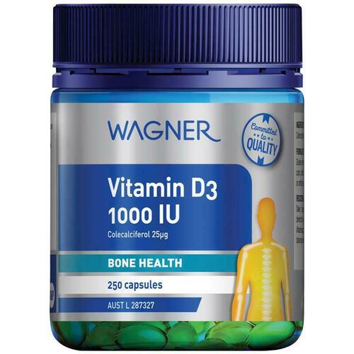 Wagner Vitamin D3 1000IU 250 Capsules Maintain Bone Mineral Density