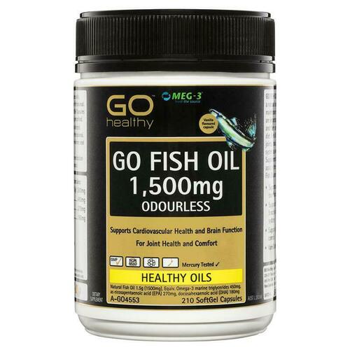 GO Healthy Fish Oil 1500mg Odourless 210 Capsules Support Cardiovascular Health