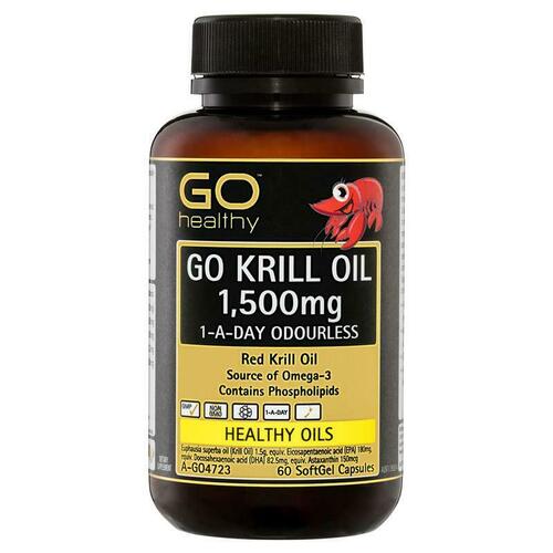 GO Healthy Krill Oil 1500mg 60 Capsules Omega 3 Support Healthy Heart