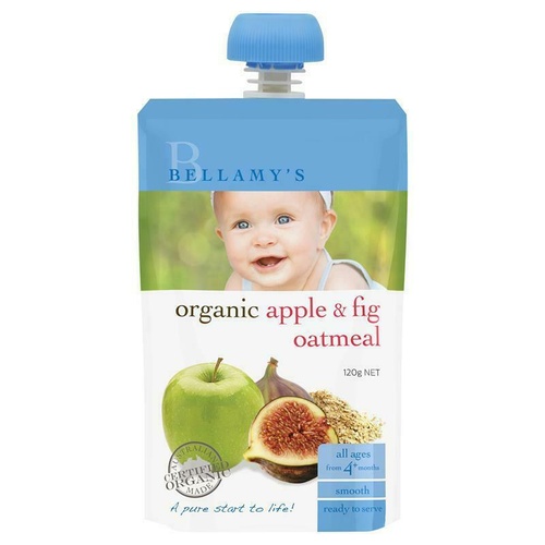 Bellamy's Organic Apple Fig & Oatmeal 120g Nutritious Baby Food Ready To Eat
