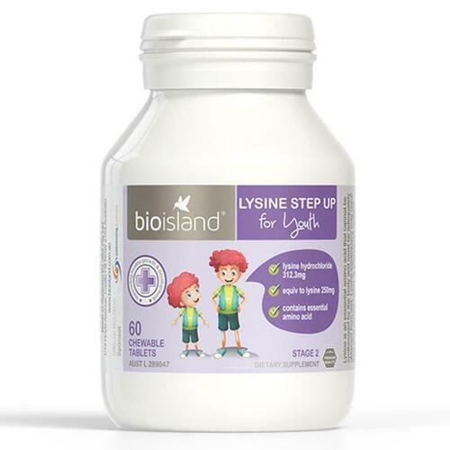 Bio Island Lysine Step Up for Youth 60 Chewable tablets Support Healthy Growth