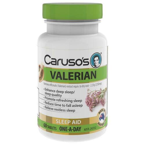 Carusos Natural Health One a Day Valerian 60 Tablets Support Healthy Sleep Cycle