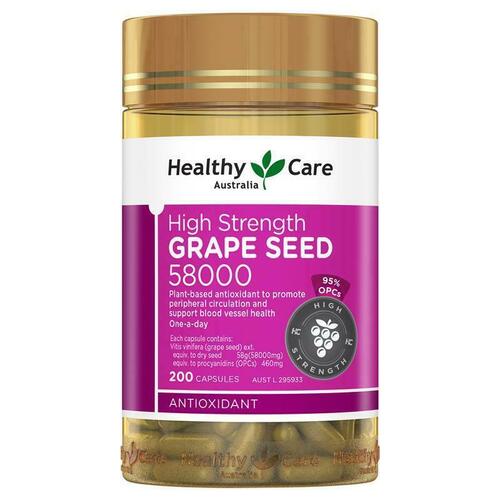 Healthy Care Grape Seed 58000 200 Capsules Support Blood Vessel Health