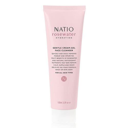 Natio Rosewater Hydration Gentle Cream Gel Face Cleanser 100ml