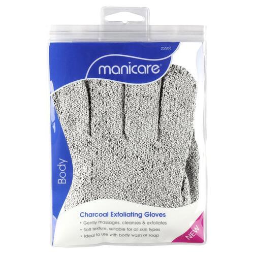 Manicare Body Exfoliating Gloves Charcoal 2 Pack 25508
