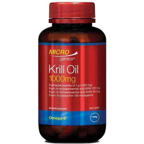 Microgenics Krill Oil 1000mg 60 Capsules Omega 3 DHA Antioxidants