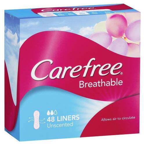 Carefree Breathable Unscented Panty Liners 48 Pack