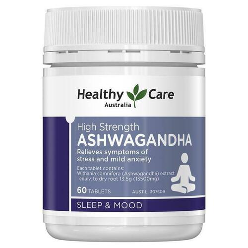 Healthy Care High Strength Ashwagandha 60 Tablets Relieve Mild Anxiety