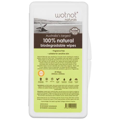 Wotnot 100% Natural Extra Large Baby Wipes 20 Pack with Travel Case