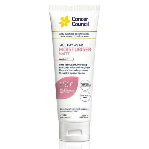 Cancer Council SPF 50+ Day Wear Face Matte Invisible 75ml Tube