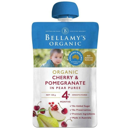 Bellamy's Organic Exotic Fruits Cherry & Pomegranate In Pear Puree 120g  Baby